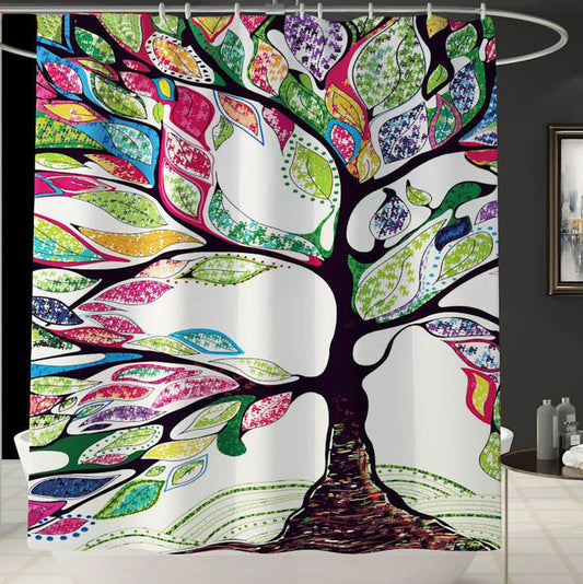 Rideau De Douche Arbre Feuilles Colorés
