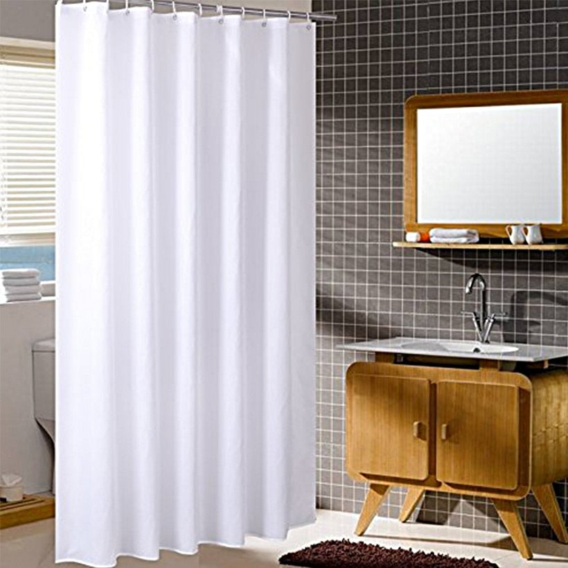 Rideau De Douche Blanc En Tissu