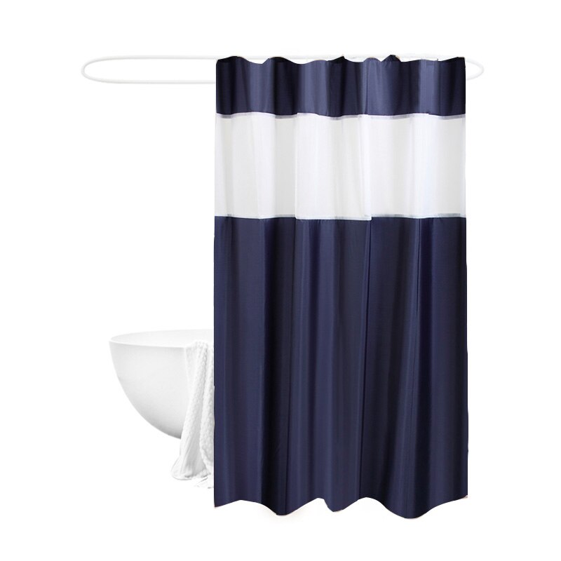 Rideau De Douche Blanc Et Bleu Marine