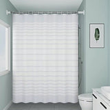 Rideau De Douche Blanc Et Transparent Rayé