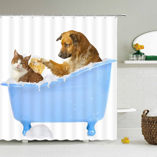 Rideau De Douche Chat Et Chien Fun