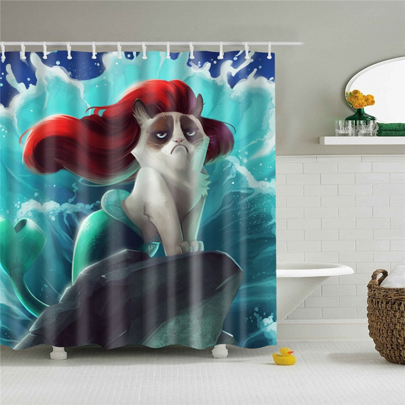 Rideau De Douche Chat Original En Tissu