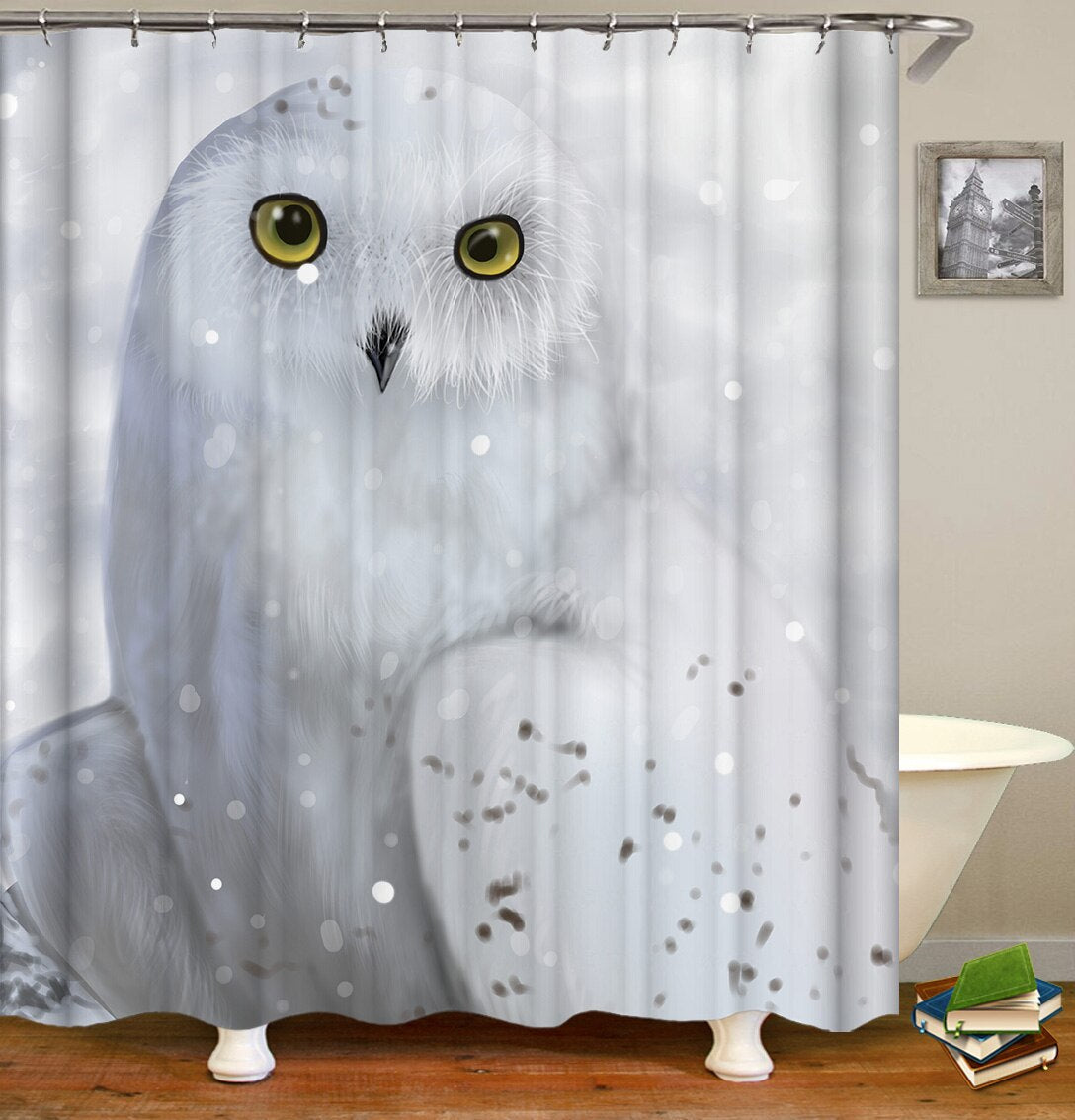 Rideau De Douche Chouette Blanche