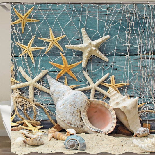 Rideau De Douche Coquillages Style Marin