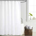 Rideau De Douche Extra Long 133x220 Cm - Tissu Polyester Imperméable Anti-moisissure - Blanc - Avec 12 Crochets - 1