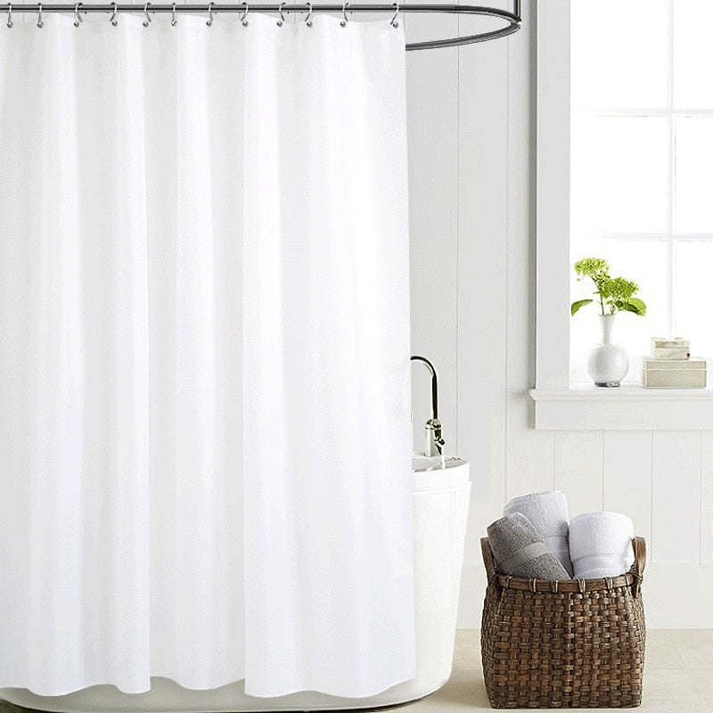 Rideau De Douche Extra Long 133x220 Cm - Tissu Polyester Imperméable Anti-moisissure - Blanc - Avec 12 Crochets