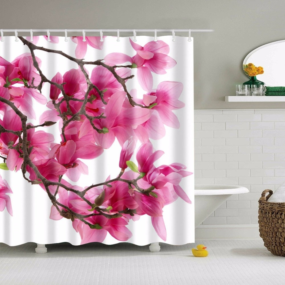 Rideau De Douche Feuilles Violettes