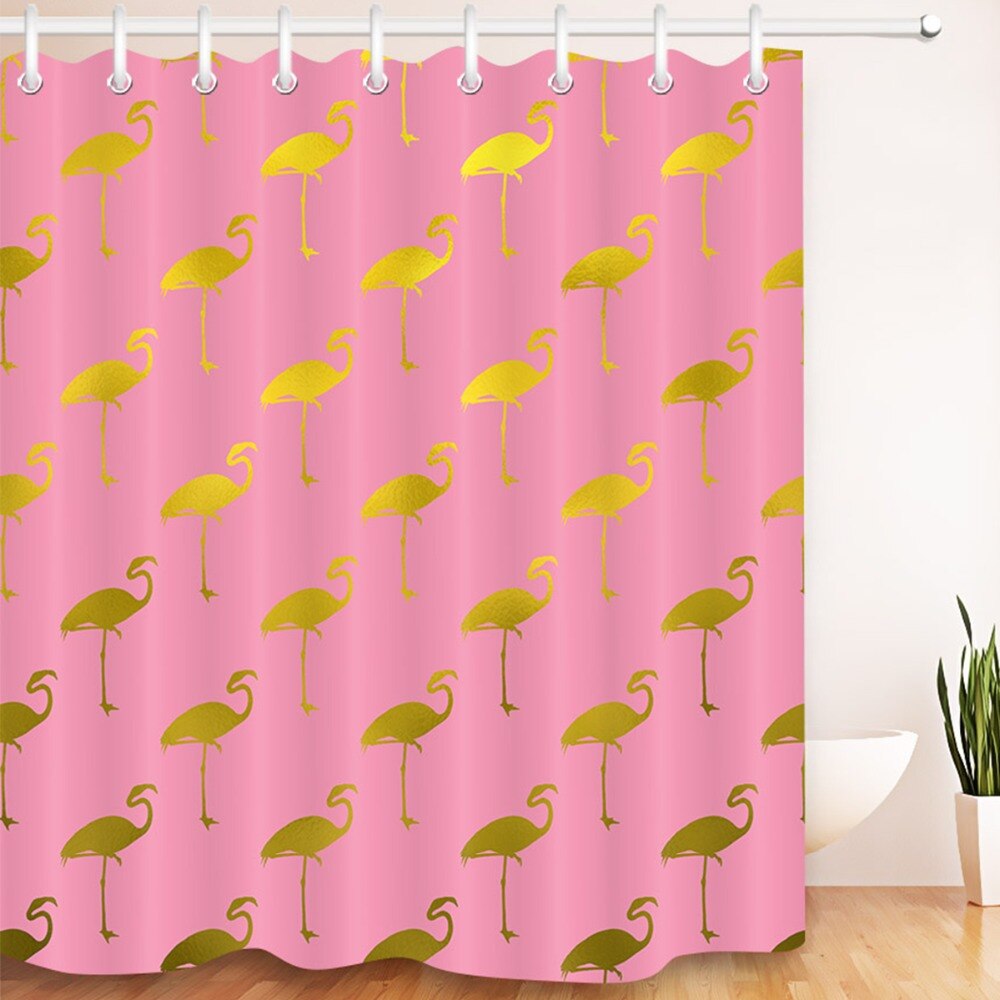 Rideau De Douche Flamant Rose Gold