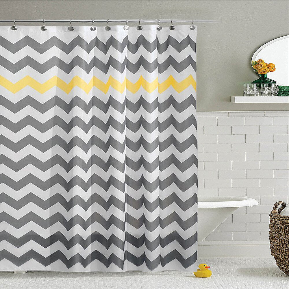 Rideau De Douche Gris Et Jaune