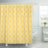 Rideau De Douche Jaune Moutarde Géométrique