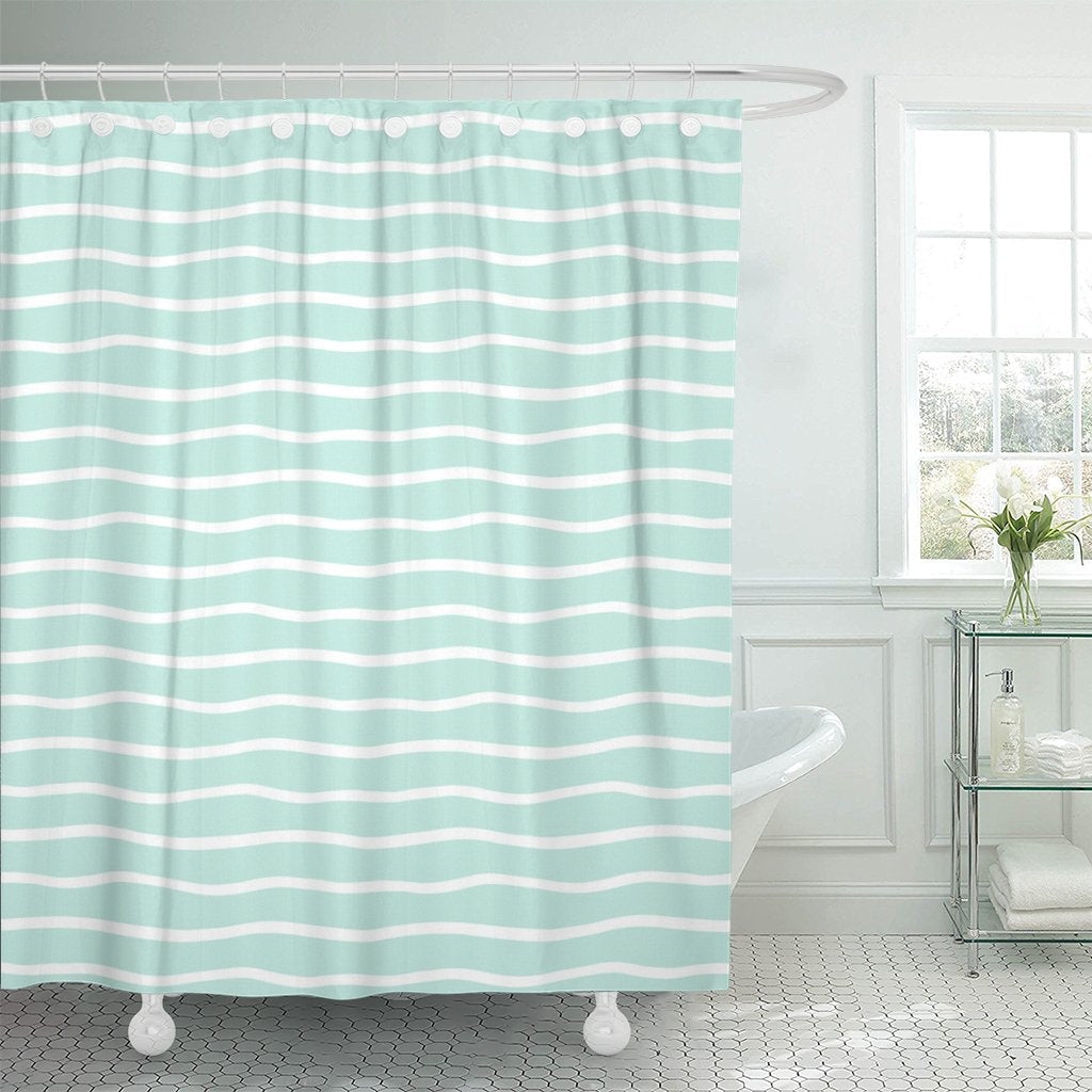 Rideau De Douche Rayé Vert Menthe