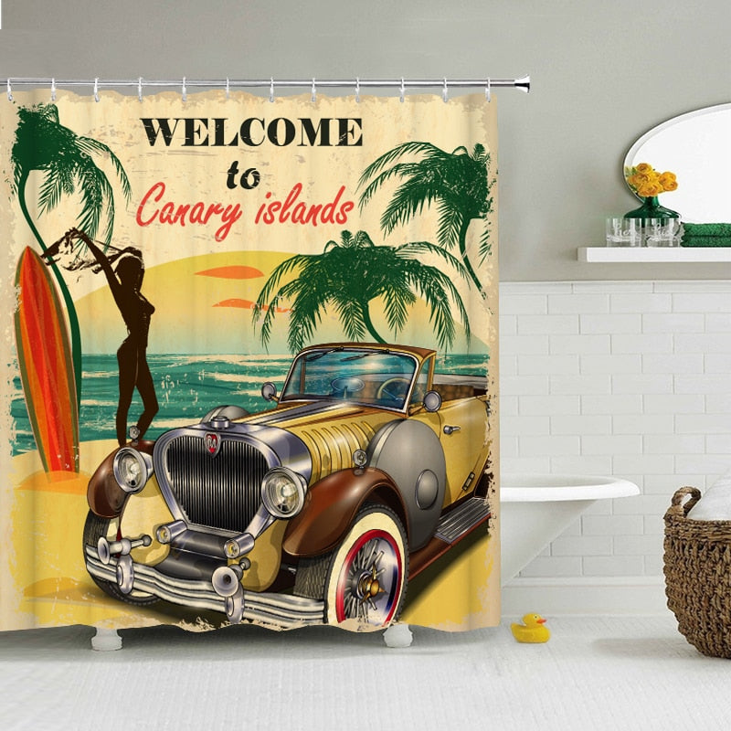 Rideau De Douche Retro Canary Island