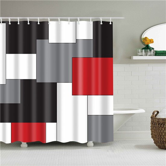 Rideau De Douche Rouge Et Noir