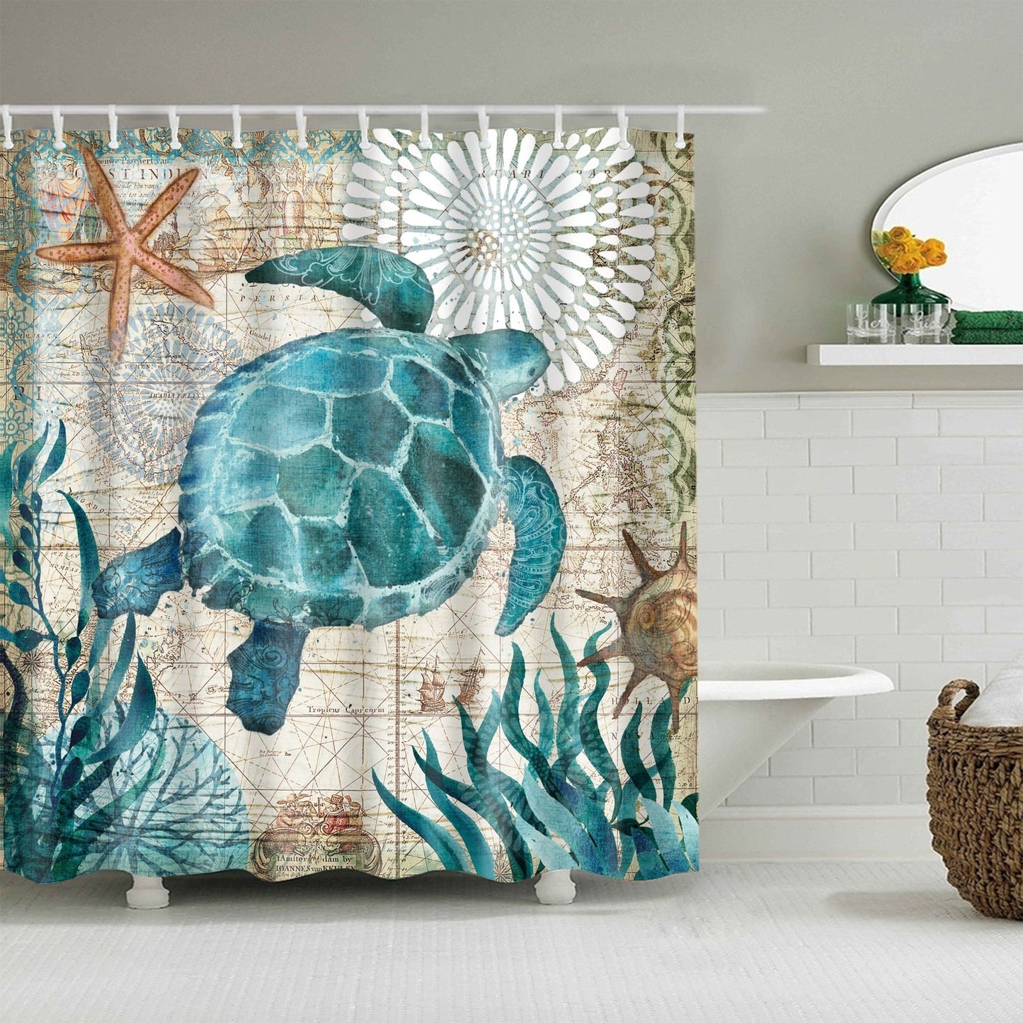 Rideau De Douche Tortue Aquatique