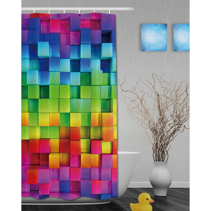 Rideau De Douche Carrés Couleur Arc En Ciel