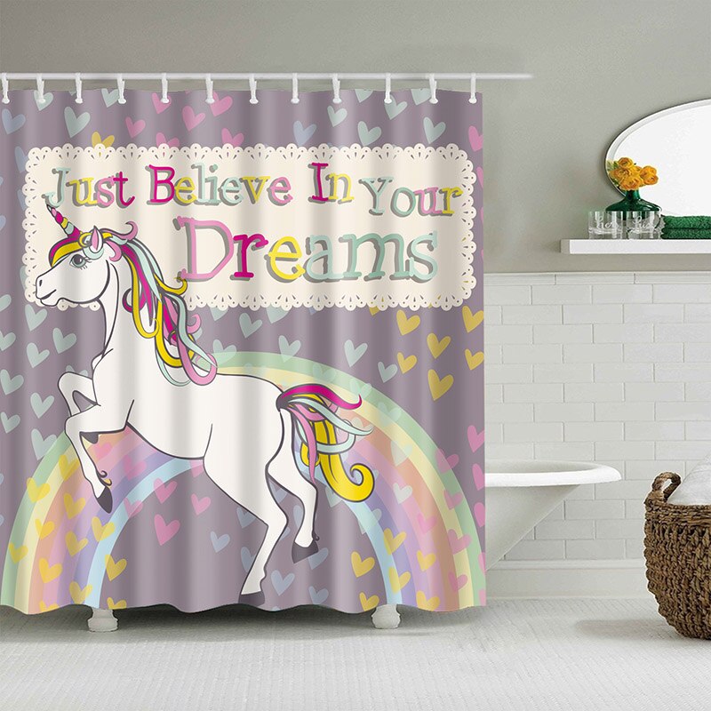 Rideau De Douche Licorne Colorée