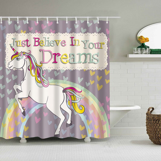 Rideau De Douche Licorne Colorée