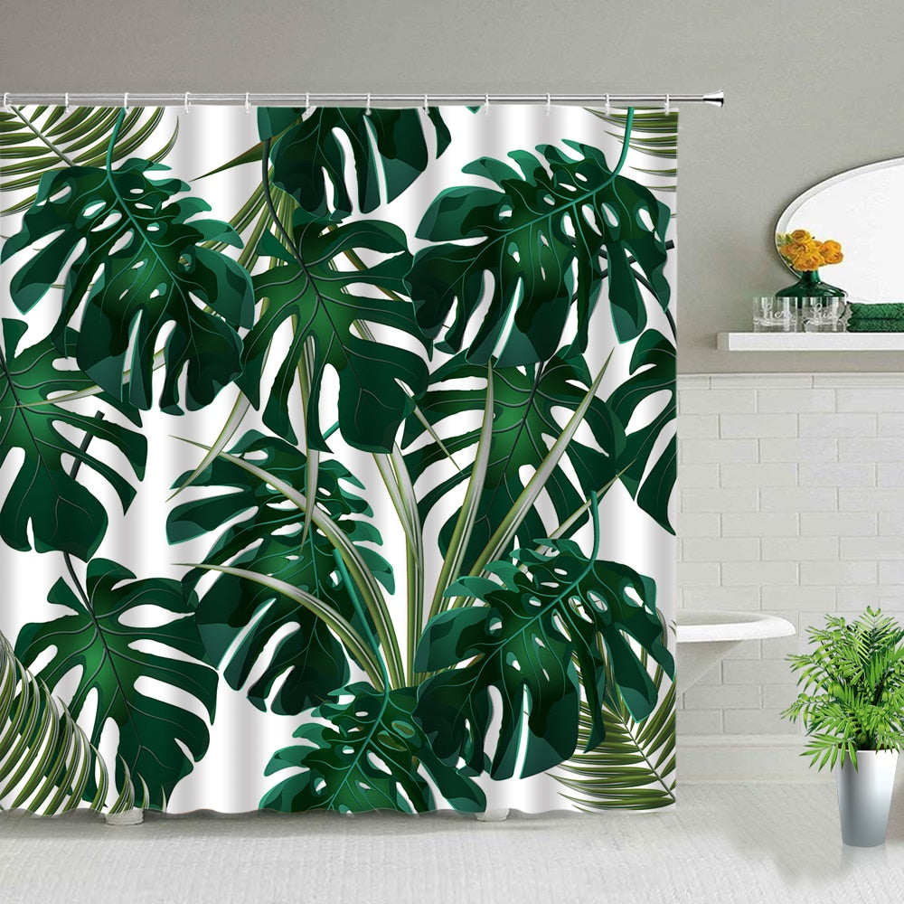 Rideau De Douche Motif Tropical