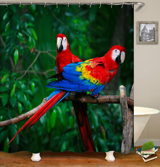 Rideau De Douche Perroquets Colorés
