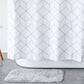 Rideau De Douche Tissu Blanc Géométrique